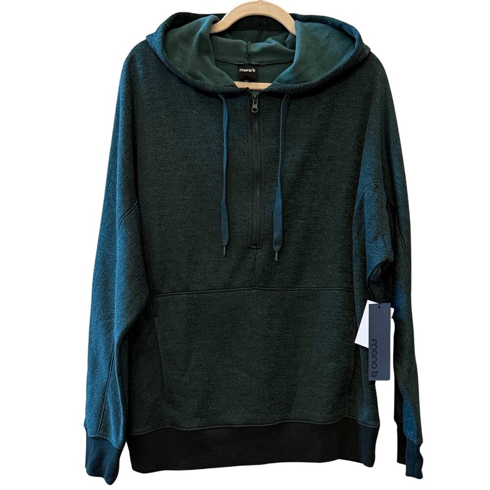 NWT Mono B Half-Zip Hoodie Pullover – Teal Green (M/L)